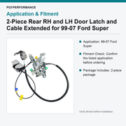 2-Piece Rear RH and LH Door Latch and Cable Extended for 99-07 Ford Super - view 3