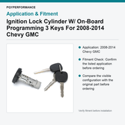 Ignition Lock Cylinder W/ On-Board Programming 3 Keys For 2008-2014 Chevy GMC - view 3