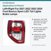 Left+Right For 2021 2022 2023 2024 Ford Bronco Sport LED Tail Lights Brake Lamps - view 3