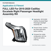 FULL LED For 2015-2020 Cadillac Escalade Right Passenger Headlight Assembly RH - view 3