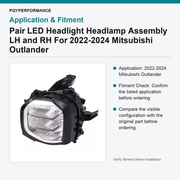 Pair LED Headlight Headlamp Assembly LH and RH For 2022-2024 Mitsubishi Outlander - view 3