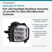 Pair LED Headlight Headlamp Assembly LH and RH For 2022-2024 Mitsubishi Outlander - view 3