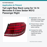 Tail Light Rear Back Lamp for 14-14 Mercedes E-Class Sedan W212 Passenger Right - view 3