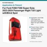 For Ford F250 F350 Super Duty 2023-2024 Passenger Right Tail Light withBlind Spot - view 3