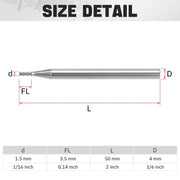 1.5mm cermet flat end mill dimensions