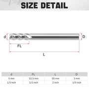 5mm cermet flat end mill dimensions
