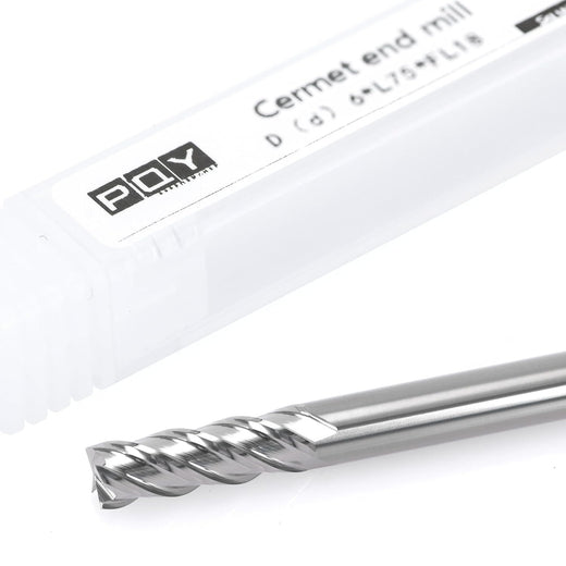 6mm Cermet Flat End Mill with 6mm Shank
