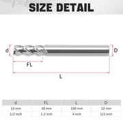 12mm cermet flat end mill dimensions
