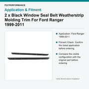 2 x Black Window Seal Belt Weatherstrip Molding Trim For Ford Ranger 1999-2011 - view 3