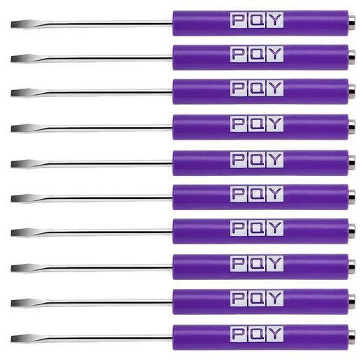 10-Piece Mini Pocket Screwdriver with Clip Magnetic Slotted Small Screw for Mechanical Electrician purple