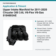 Upper Intake Manifold for 2011-2020 Chrysler 300 3.6L V6-Flex V6-Gas 5184693AE - view 3