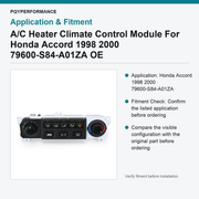 A/C Heater Climate Control Module For Honda Accord 1998 2000 79600-S84-A01ZA OE - view 3