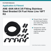 AN6 -6AN AN-6 3/8 Fitting Stainless Steel Braided Oil Fuel Hose Line 16FT Kit - view 3