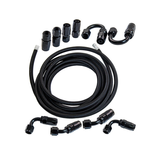 AN6 -6AN AN-6 3/8 Fitting Stainless Steel Braided Oil Fuel Hose Line 16FT Kit