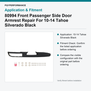 80994 Front Passenger Side Door Armrest Repair For 10-14 Tahoe Silverado Black - view 3
