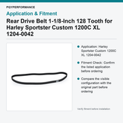 Rear Drive Belt 1-1/8-Inch 128 Tooth for Harley Sportster Custom 1200C XL 1204-0042 - view 3