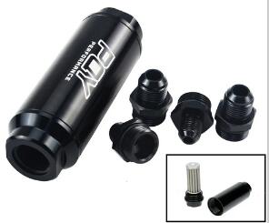 PQY PQY ID=44mm New Fuel filter with 2pcs AN6 and 2pcs AN8 adaptor fittings with 60micron steel elem