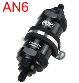 PQY PQY BLACK AN6 / AN8 / AN10 Inline Fuel Filter E85 Ethanol With 100 Micron Stainless steel elemen