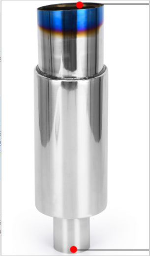 Universal Muffler Exhaust Polished Stainless Steel W/Burnt Tip Silencer 2.0" Inlet To 3.0" Outlet Ex