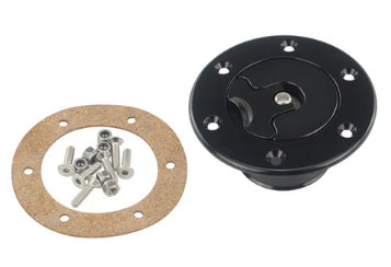 WLR Aluminum Billet Fuel Cell / Fuel Surge Tank Cap Flush Mount 6 bolt Mirror Polished Opening ID 35