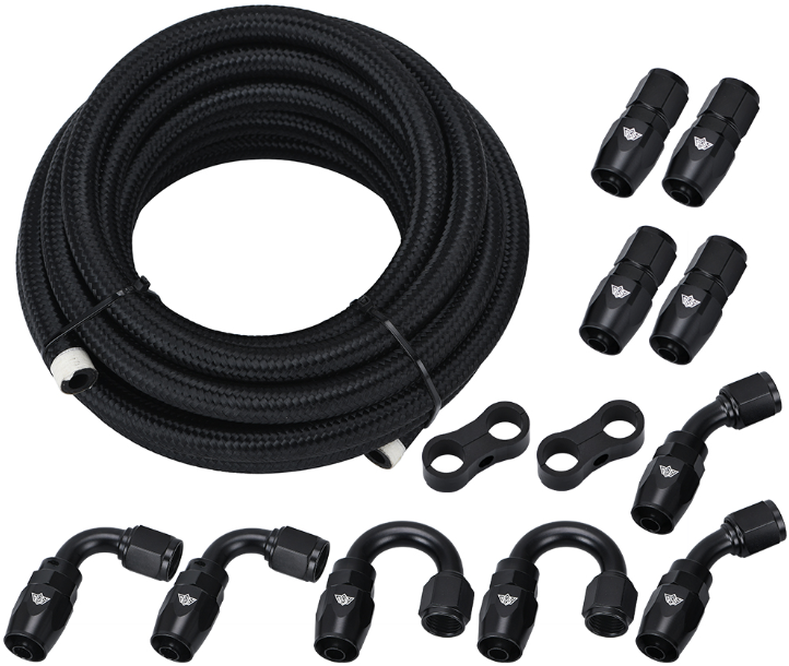 6AN AN6 Oil Fuel Fittings Hose End 0+45+90+180 Degree Oil Adaptor Kit AN6 Braided Oil Fuel Hose Line
