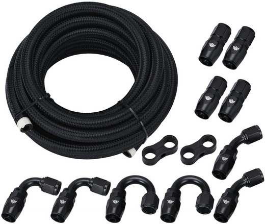 6AN AN6 Oil Fuel Fittings Hose End 0+45+90+180 Degree Oil Adaptor Kit AN6 Braided Oil Fuel Hose Line