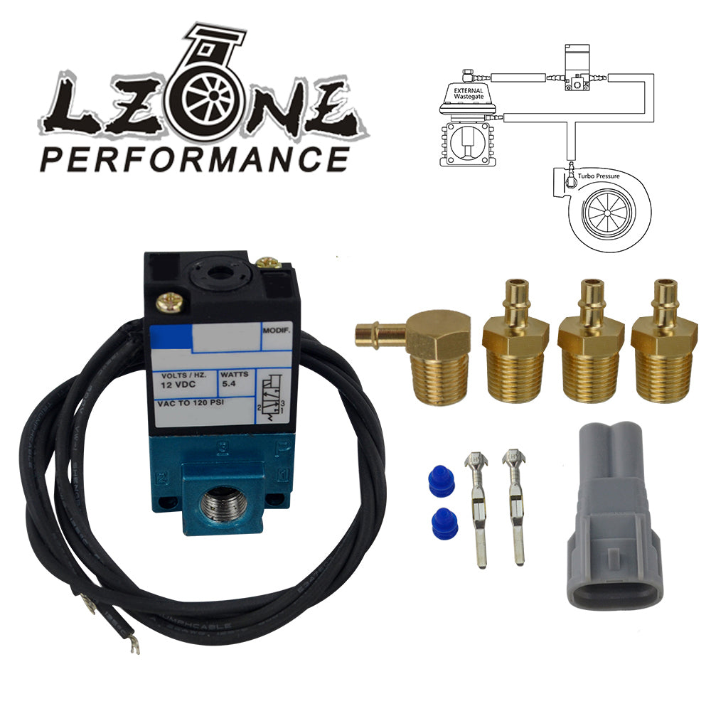 RACING ECU 3 Port Electronic Turbo Boost Control Solenoid Valve 12V 120PSI 5.4WATTS