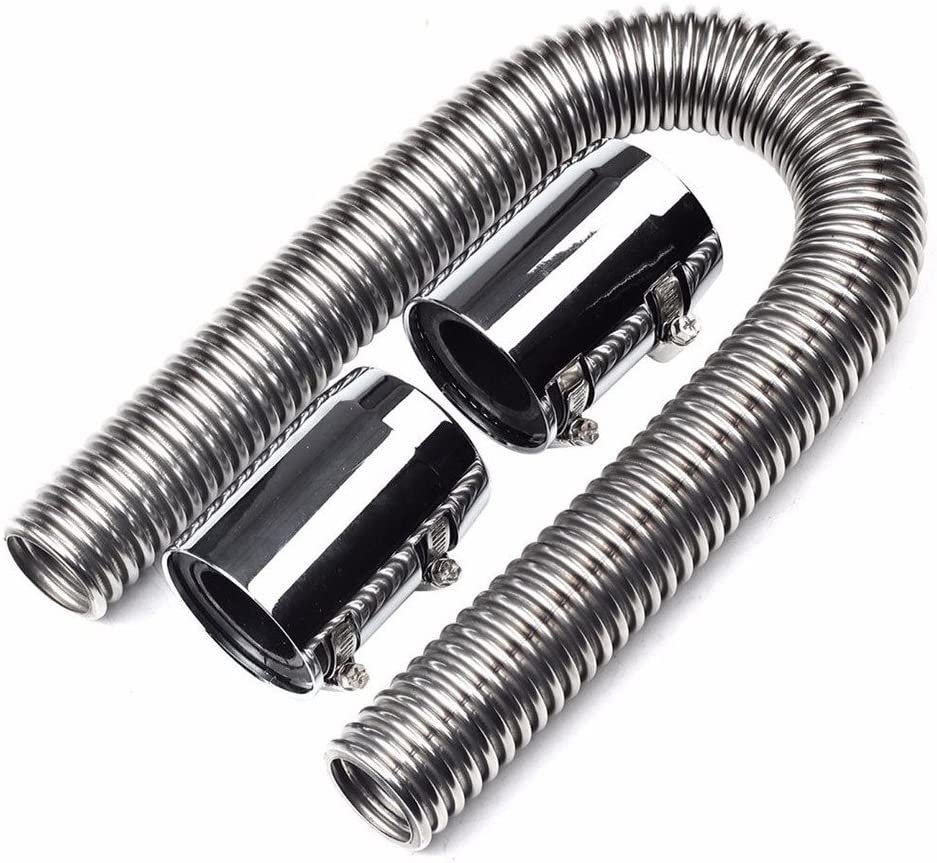 24" Stainless Steel Radiator Flexible Coolant Water Hose Kit with Caps Universal