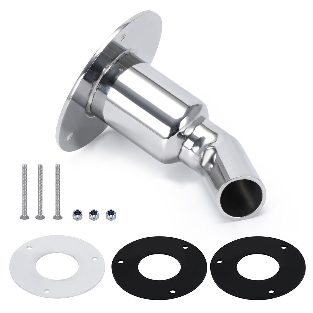 Stainless Steel 316 Curved Thru Hull Exhaust Skin, Fitting 24mm Tube Pipe Socket Hardware, for Diesel Parking heaters
