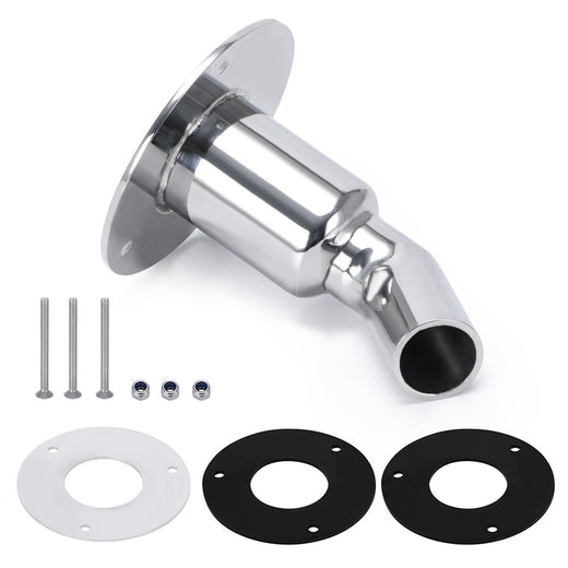 Stainless Steel 316 Curved Thru Hull Exhaust Skin, Fitting 24mm Tube Pipe Socket Hardware, for Diesel Parking heaters