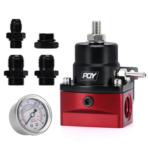 PQY AN8 high pressure fuel regulator w/ boost - 8AN 8/8/6 EFI Fuel Pressure Regulator with gauge PQY