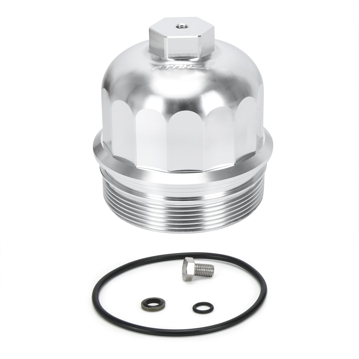 Fuel Filter Housing Cap OE:134001 for 2017-2020 GM Duramax 6.6L L5P Chevy Silverado/GMC Sierra 2500HD 3500HD Billet Aluminum with Drain Plug sliver SKU#CAP18S