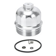Fuel Filter Housing Cap OE:134001 for 2017-2020 GM Duramax 6.6L L5P Chevy Silverado/GMC Sierra 2500HD 3500HD Billet Aluminum with Drain Plug sliver SKU#CAP18S