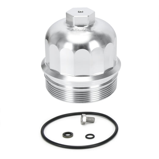 Fuel Filter Housing Cap OE:134001 for 2017-2020 GM Duramax 6.6L L5P Chevy Silverado/GMC Sierra 2500HD 3500HD Billet Aluminum with Drain Plug sliver SKU#CAP18S