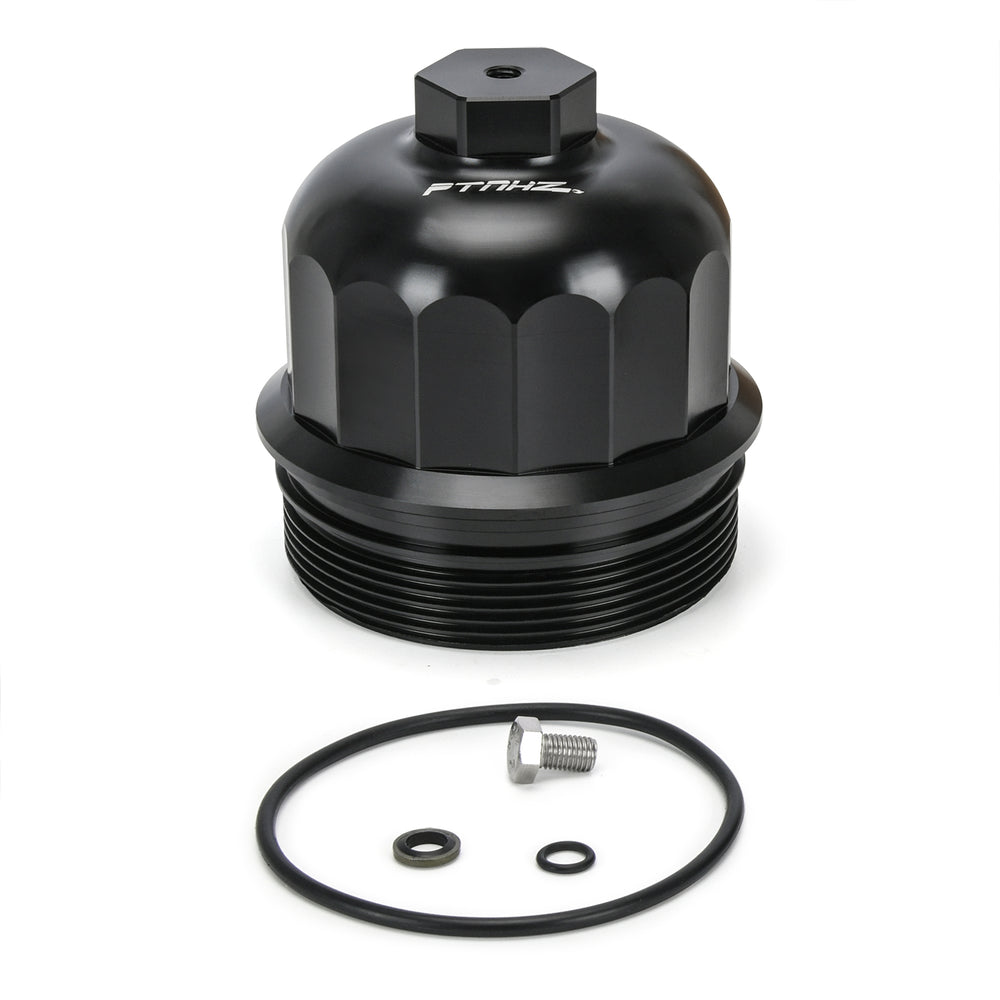 Fuel Filter Housing Cap OE:134001 for 2017-2020 GM Duramax 6.6L L5P Chevy Silverado/GMC Sierra 2500HD 3500HD Billet Aluminum with Drain Plug black SKU#CAP18BK