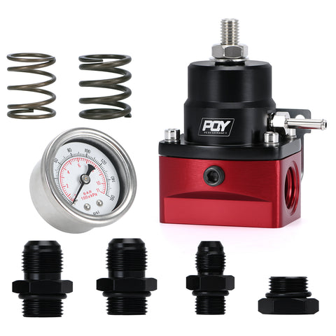 PQY AN8 high pressure fuel regulator w/ boost - 8AN 8/8/6 EFI Fuel Pressure Regulator with gauge PQY
