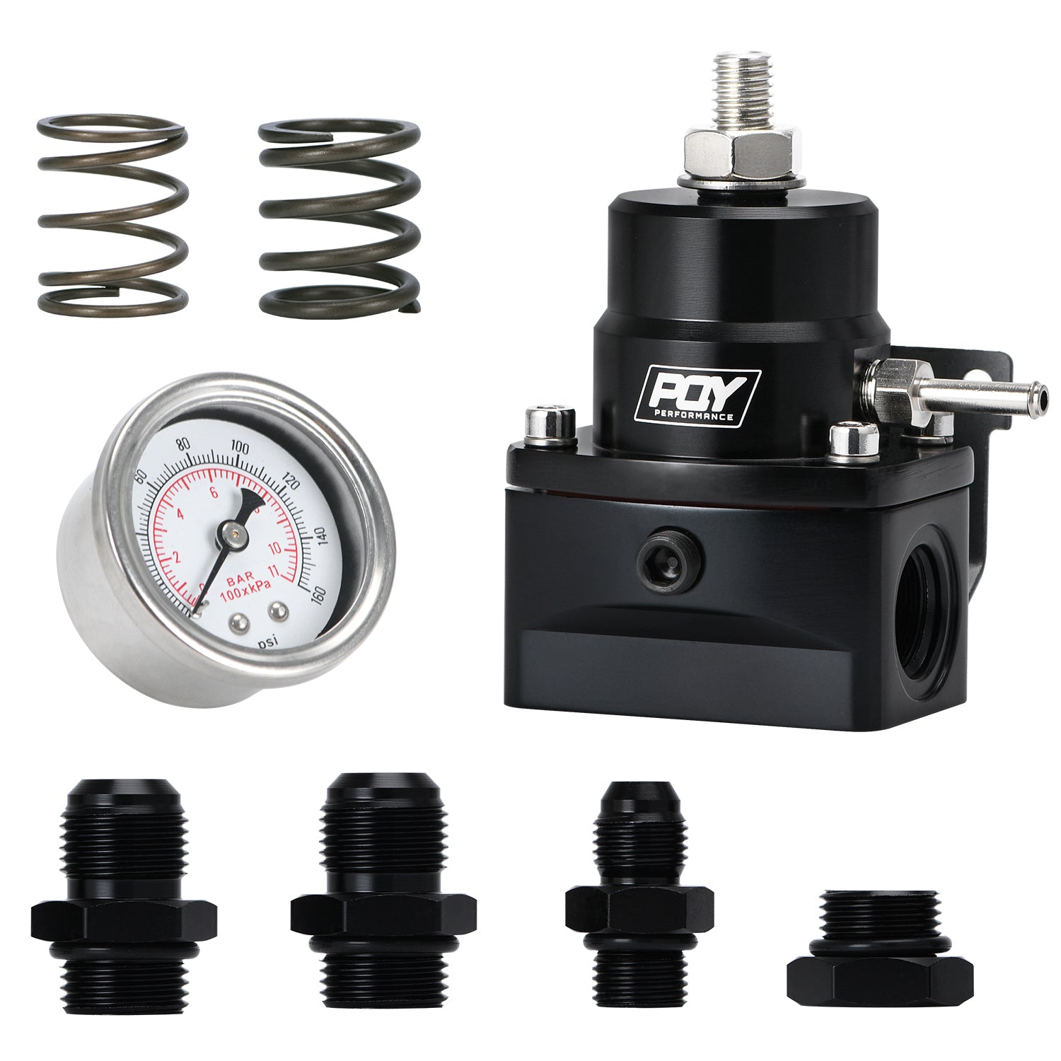 PQY AN8 high pressure fuel regulator w/ boost - 8AN 8/8/6 EFI Fuel Pressure Regulator with gauge PQY
