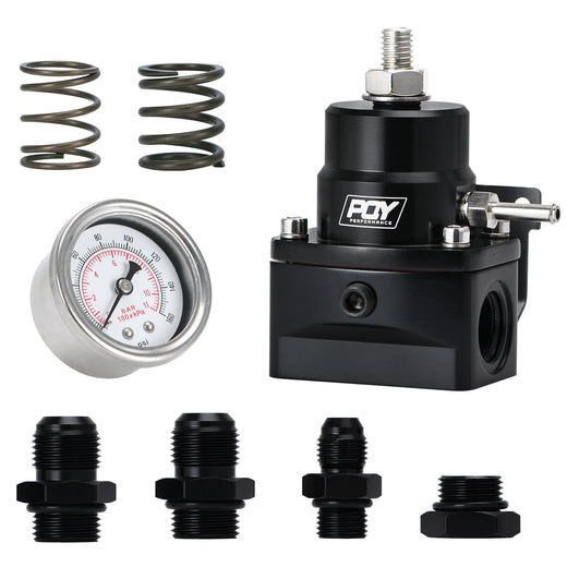 PQY AN8 high pressure fuel regulator w/ boost - 8AN 8/8/6 EFI Fuel Pressure Regulator with gauge PQY