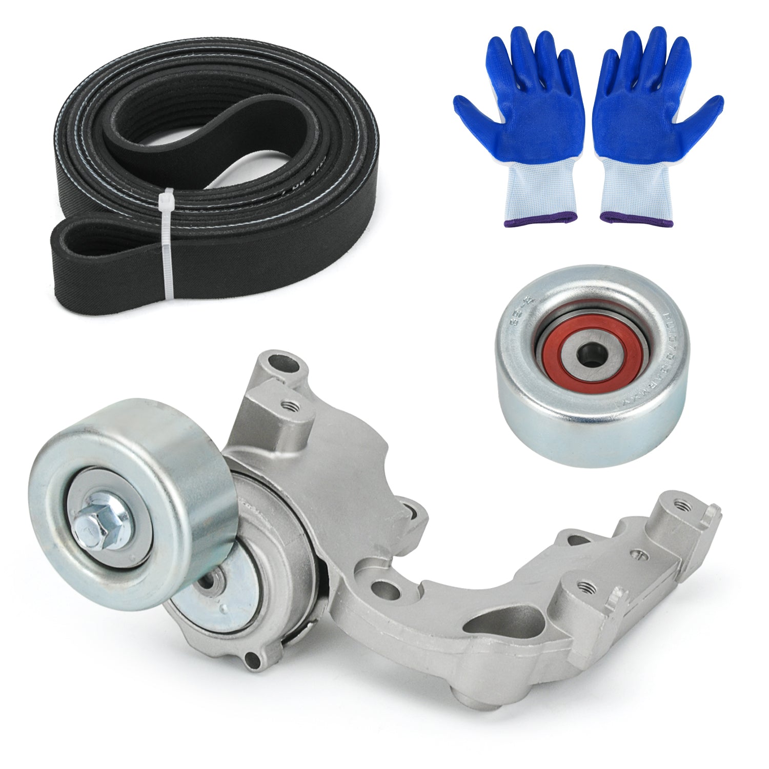 Engine Serpentine Belt Drive Kit with Tensioner & Idler For Toyota Camry 12-17, RAV4 06-12, Highlander 08-16, Sienna 11-16, Venza 09-15 & Lexus ES350 13-18, IS250 06-10, RX350 C...