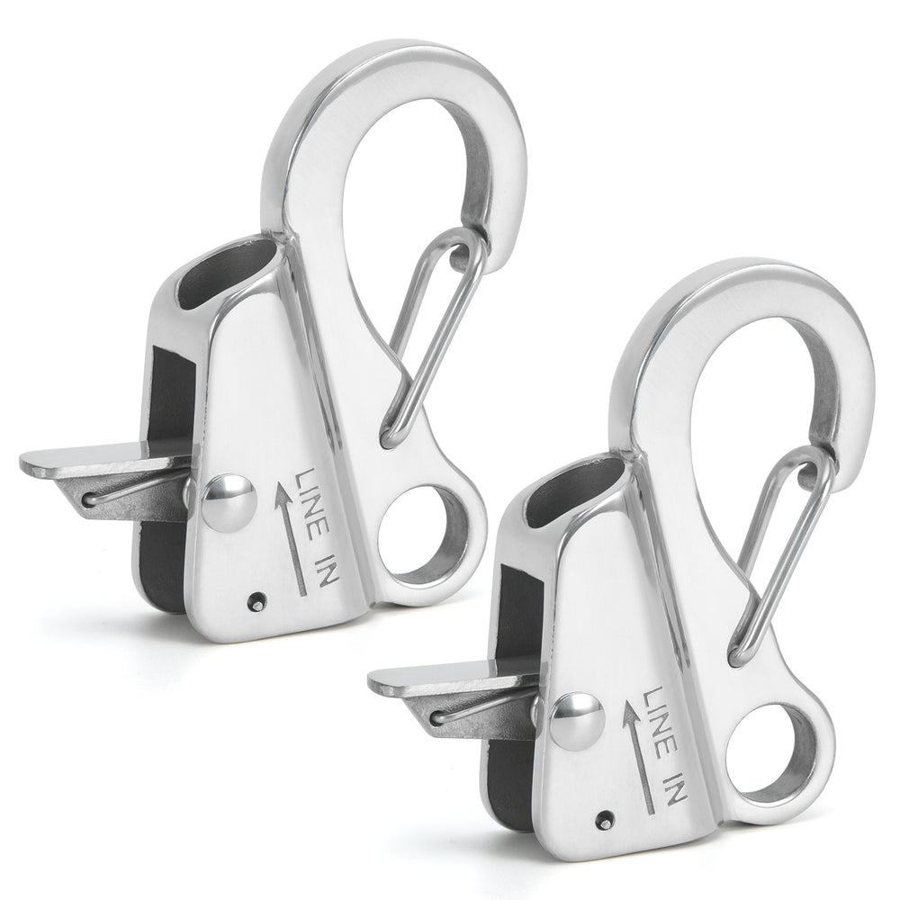 2-pack sliver 316 stainless steel rope hook yacht boat fast rope spring hook adjustable line length sliding anchor hook SKU#CBS49BK-W2