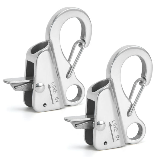 2-pack sliver 316 stainless steel rope hook yacht boat fast rope spring hook adjustable line length sliding anchor hook SKU#CBS49BK-W2