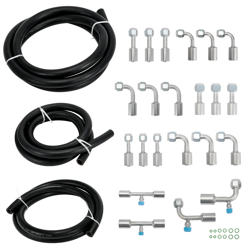 25PCS Air Conditioning Hose and Fitting Kit Includes 6ft #6#8#10 AC Hoses and #6#8#10 AC Fittings SKU#OFK47