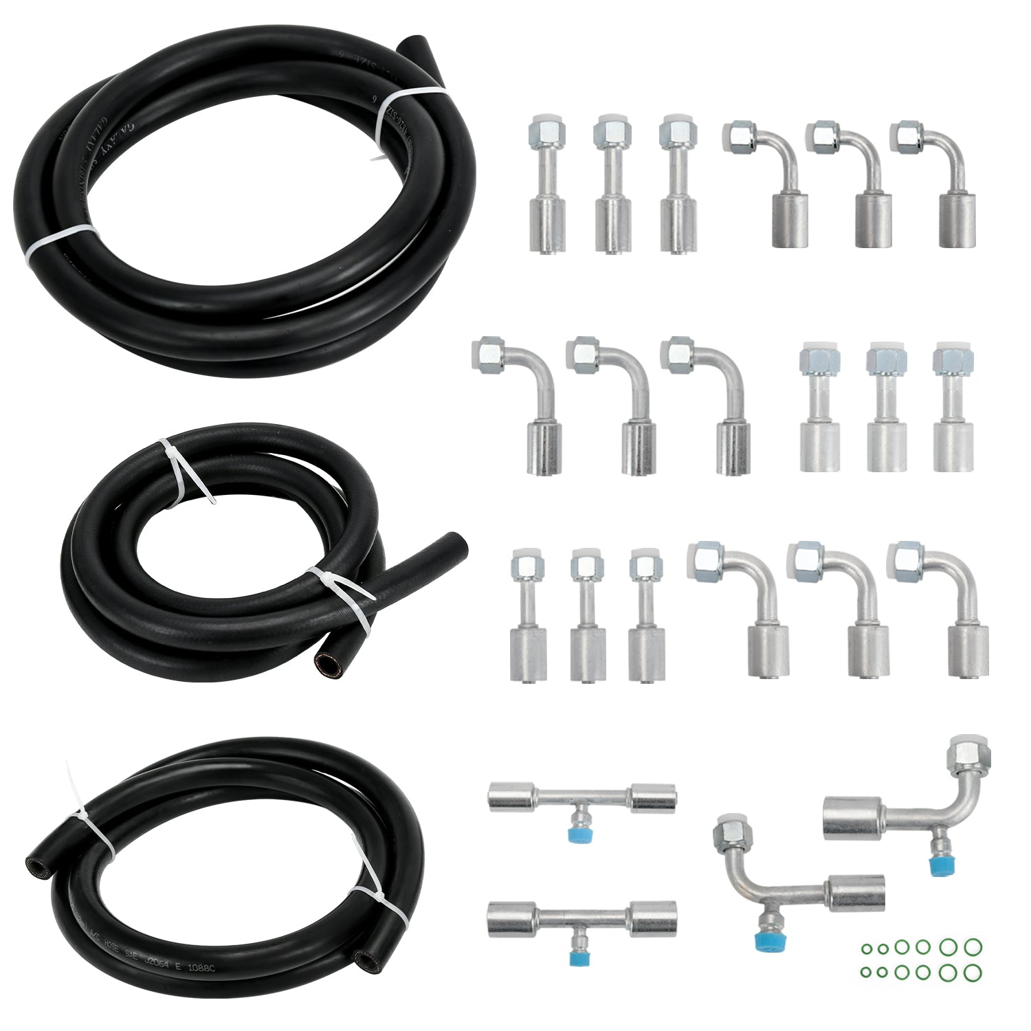 25PCS Air Conditioning Hose and Fitting Kit Includes 6ft #6#8#10 AC Hoses and #6#8#10 AC Fittings SKU#OFK47