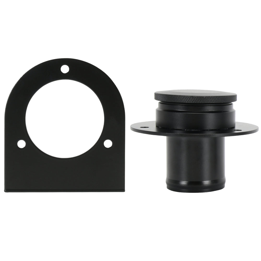 17-2530 Remote Fuel Tank Filler Neck With Billet Aluminum Gas Cap & Weld-On Steel Mount Bracket For 2"" Hose Connection, Straight SKU#CAP52S