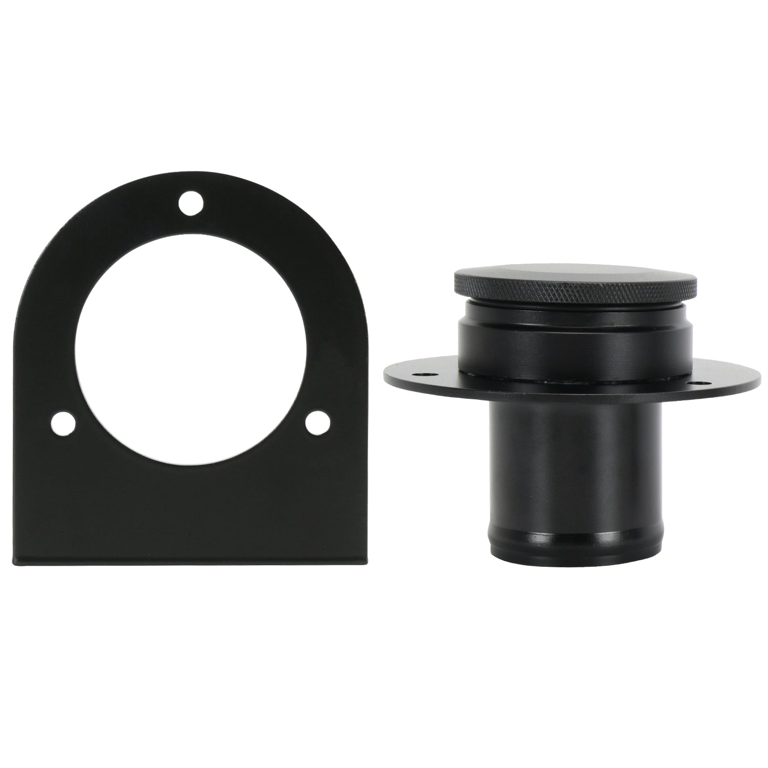 17-2530 Remote Fuel Tank Filler Neck With Billet Aluminum Gas Cap & Weld-On Steel Mount Bracket For 2"" Hose Connection, Straight SKU#CAP52S
