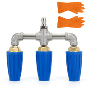 Triple Turbo Nozzle Pressure Washer with Gloves,2.5 Orifice, 360° Rotating Turbo Nozzle with with 1/4" Quick Connector, Wear-Resistant Brass, 4000 PSI, Multi-Surface Use for Car...