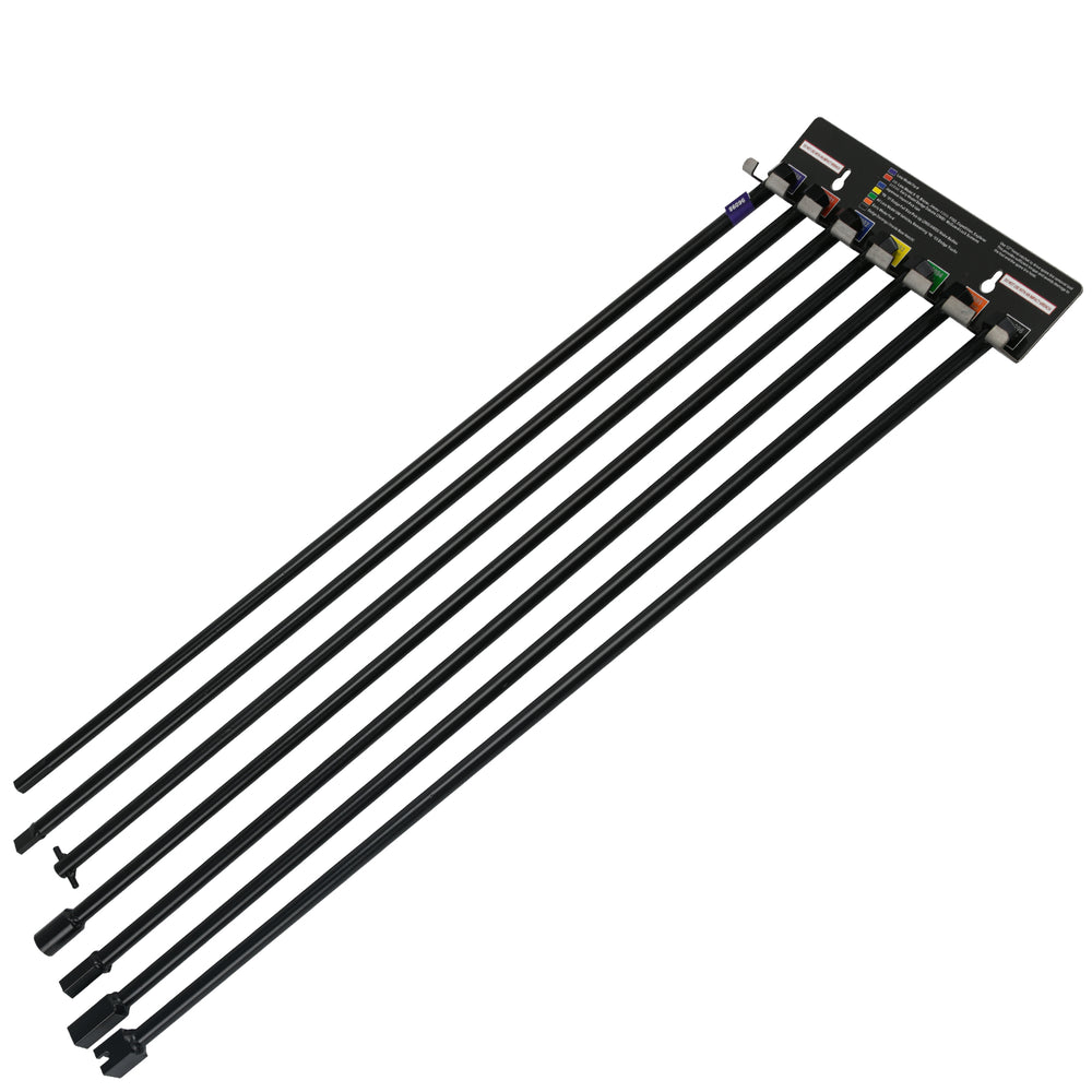 7-Piece Spare Tire Retrieval Tool Kit, Lower and Raise Cradle-Suspended Tires, Flat, Pin, Hex, 12-mm Square, Slotted, ⅜-inch Square Heads