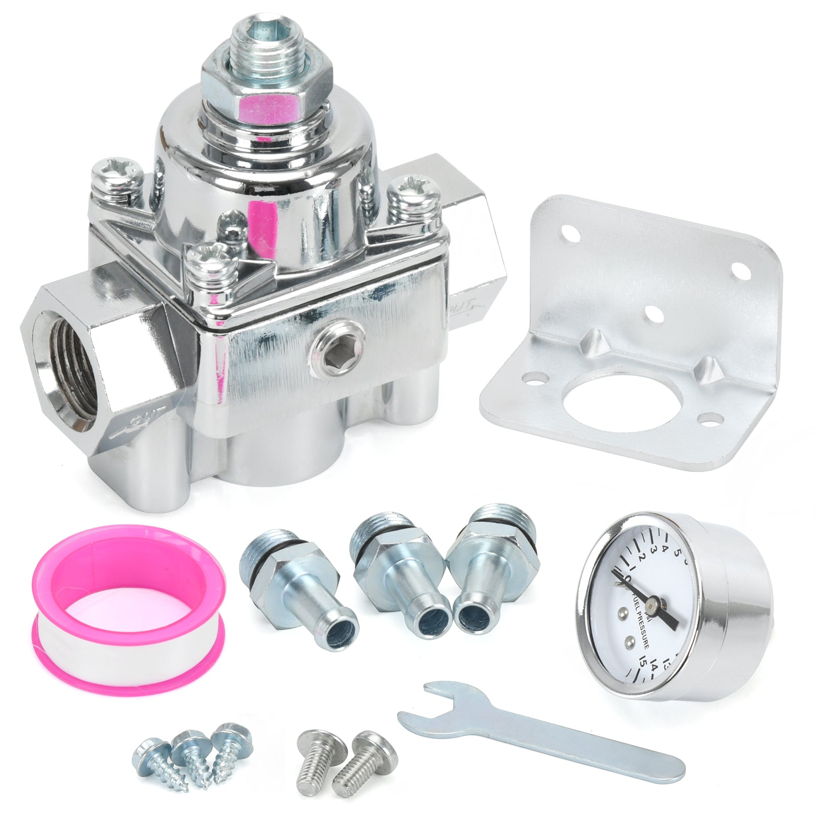 Upgrade Adjustable Fuel Pressure Regulator Carburetor with Gauge, 1-4 PSI, 3/8in NPT, 12-804 SKU#FPR06