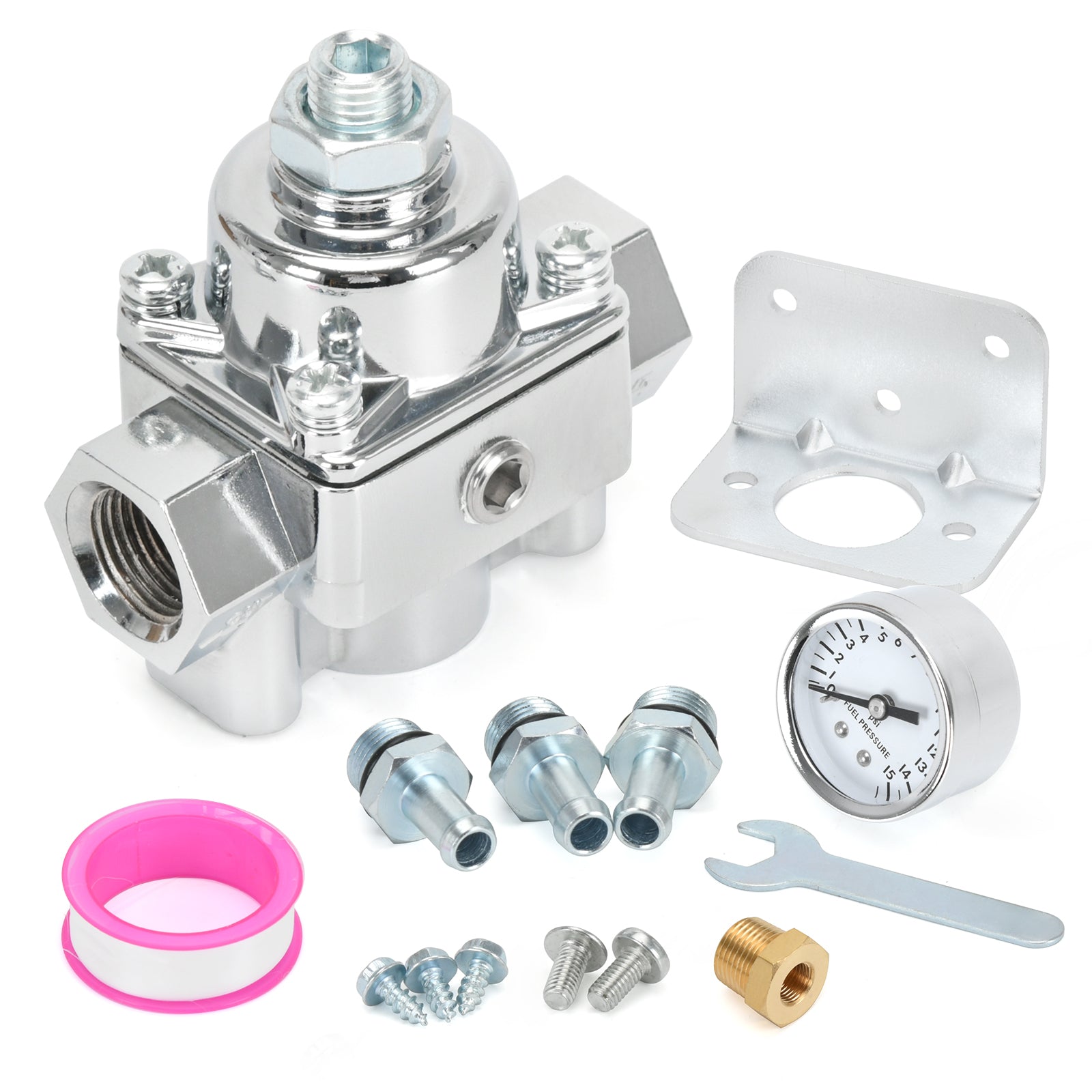 Upgrade Adjustable Fuel Pressure Regulator Carburetor with Gauge, 4 1/2 to 9 PSI, 3/8in NPT, 12-803 SKU#FPR05