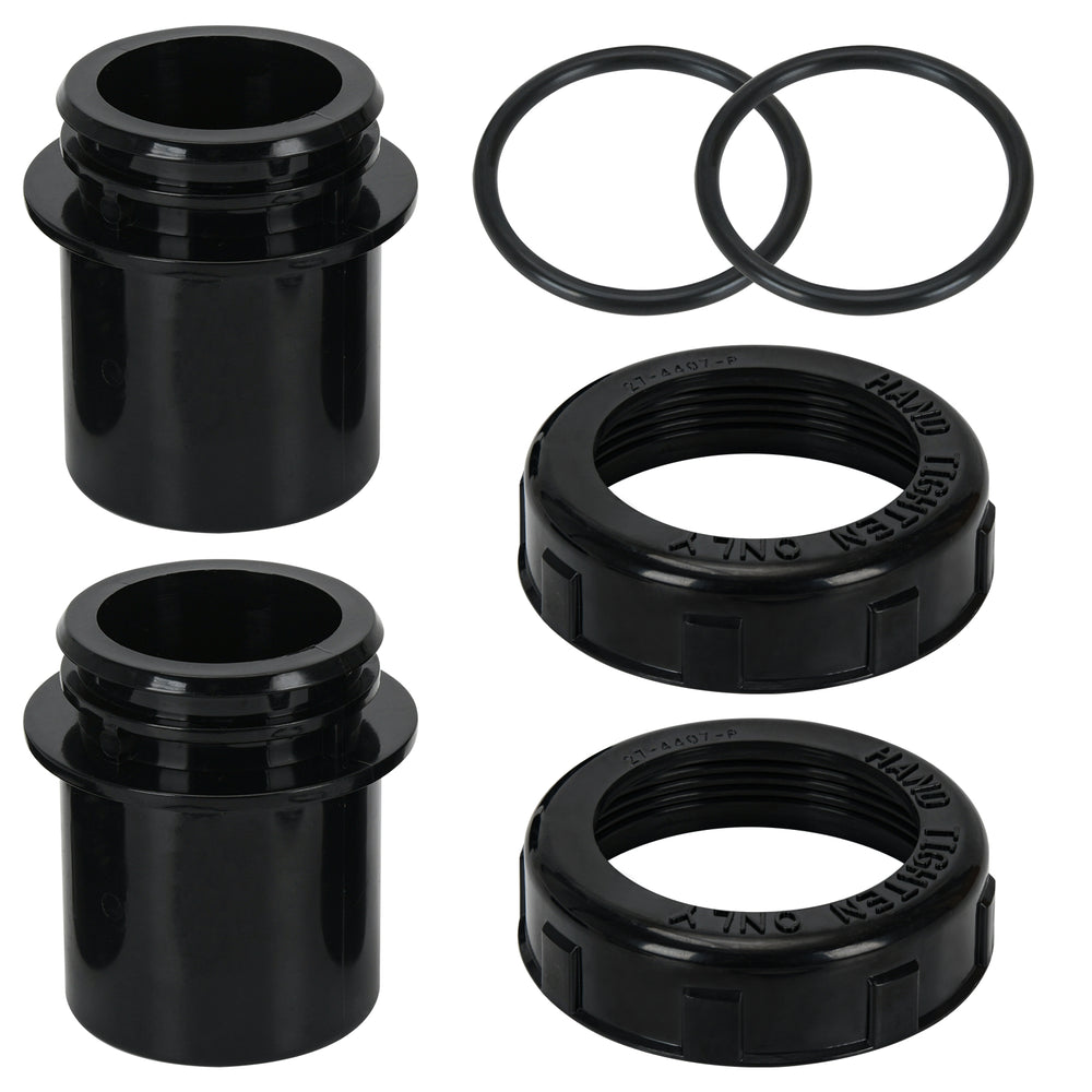 2 Pack 270100 Black Pool Valve Adaptor Replacement Kit Fit for Quad D.E. Filter, FNS Plus Filter, Clean & Clear Plus Filter sku#CAP59